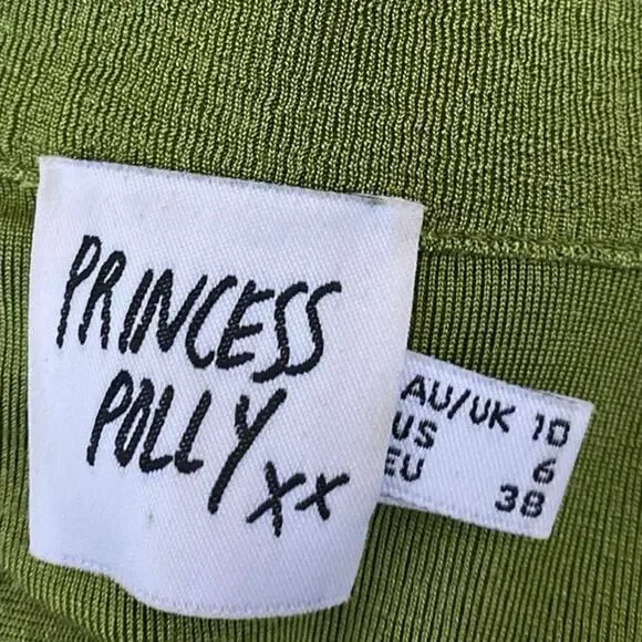 Princess Polly Womens Green Button Down Short Sleeve Shirt Top & Skirt Set Sz 6 - Picture 6 of 7